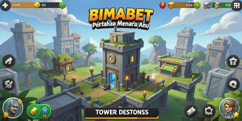 Screenshot gameplay BIMABET dengan aksi menara pertahanan yang mendebarkan.