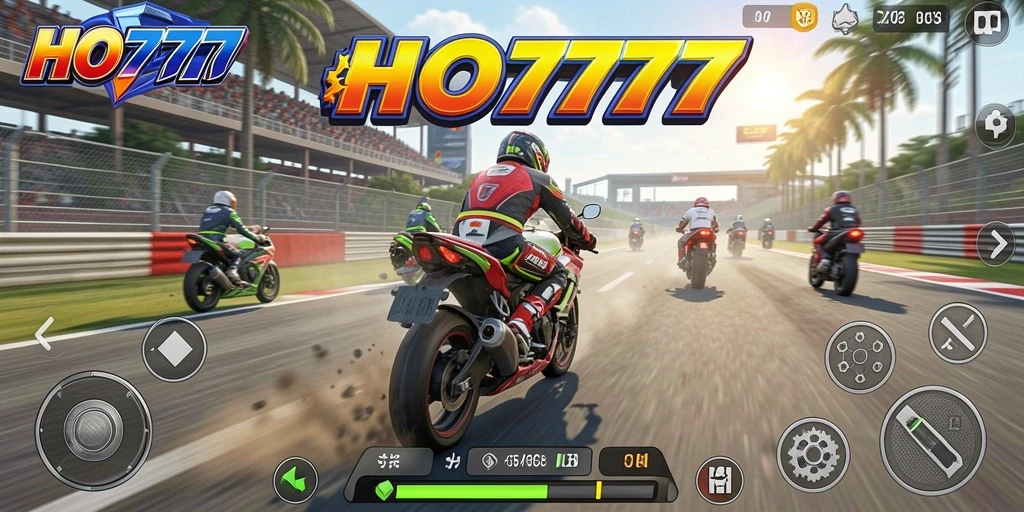 Tampilan gameplay menegangkan dalam balapan motor yang seru.