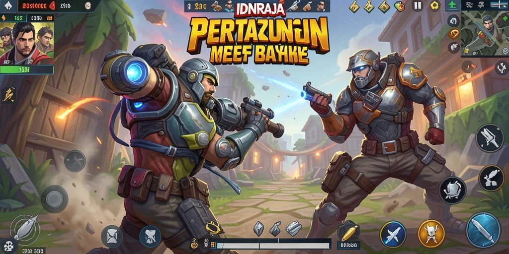 Screenshot gameplay <strong>IDNRAJA</strong> dengan pertempuran intens Battle Royale.