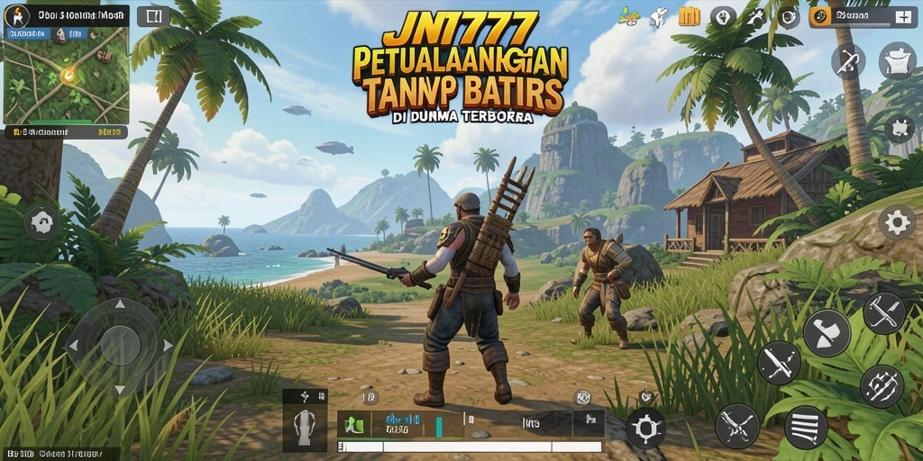 Screenshot gameplay JNT777 menampilkan petualangan seru di dunia terbuka.
