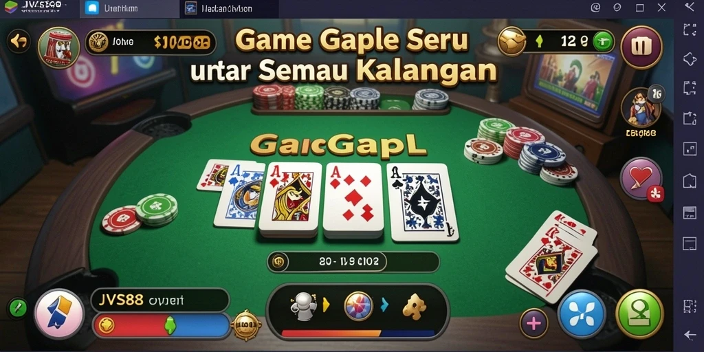 Tampilan gameplay seru dari JVS88 saat bermain Gaple.