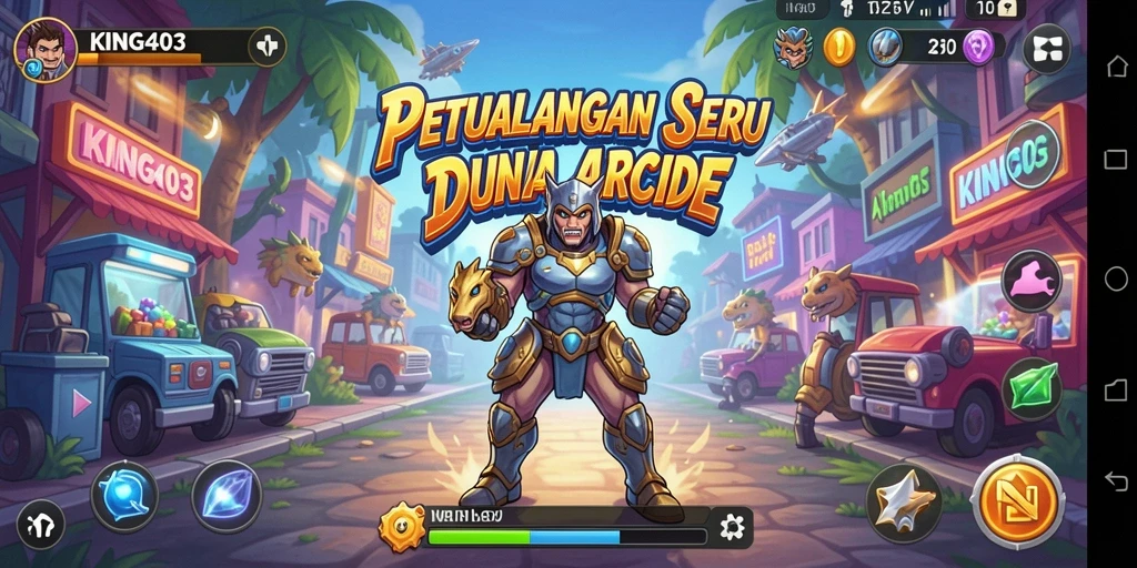 Tangkapan layar utama KING403 menampilkan aksi gameplay yang cepat dan penuh warna.