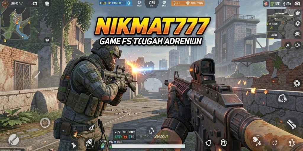 Screenshot gameplay NIKMAT777 menunjukkan aksi seru dalam peperangan FPS.