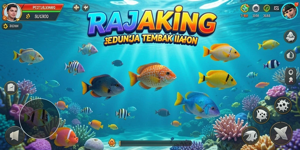 Screenshot tampilan gameplay seru dalam RAJAKING saat menangkap ikan.