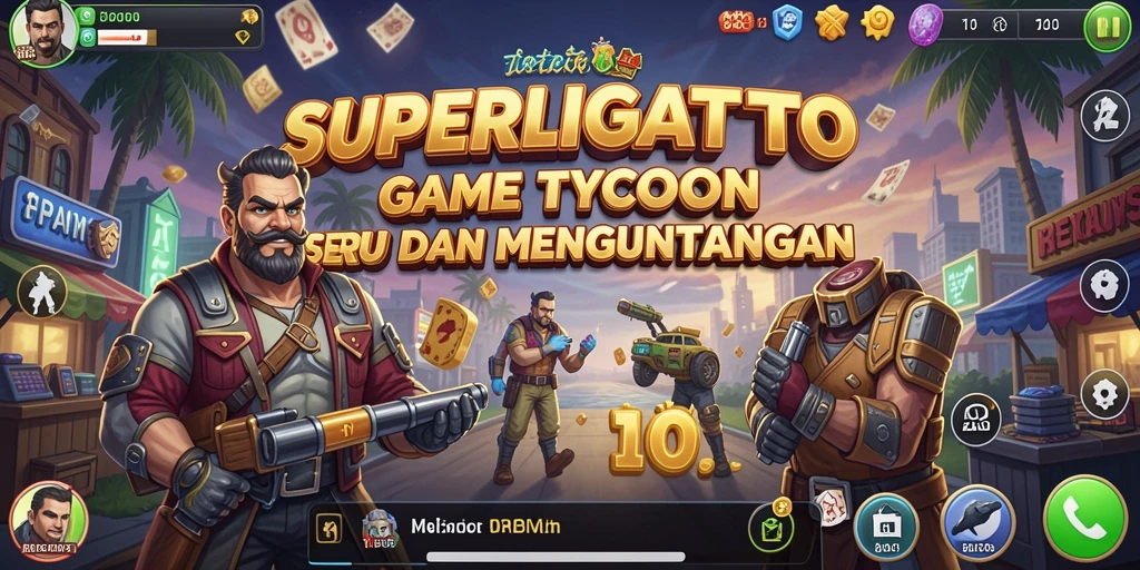 Tampilan gameplay seru dan menantang di SUPERLIGATOTO, dunia Tycoon yang penuh strategi.